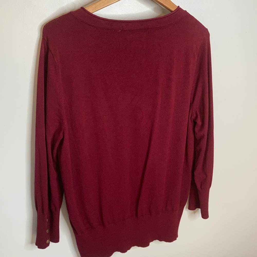 Cato Burgundy Knit Pullover V Neck XL - Picture 4 of 5